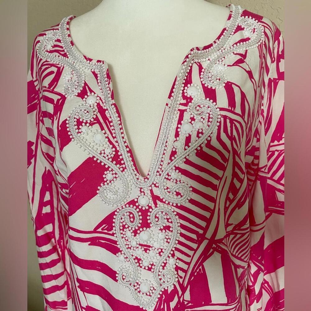 Lilly Pulitzer Julianna Tunic Dress Pink “Yacht and Sea” Print Size Small - Picture 4 of 7